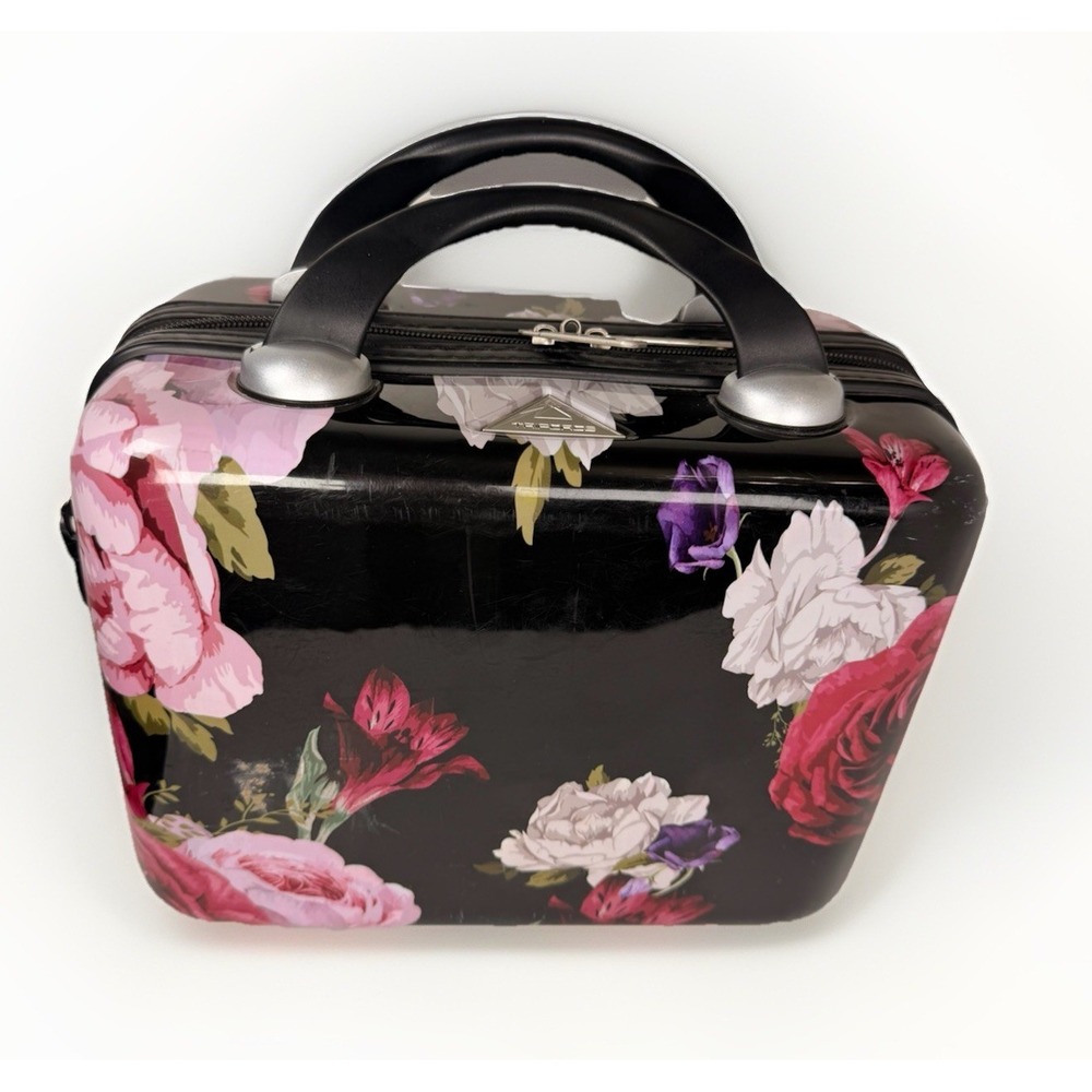 TriForce Firenze Versailles Floral Hardside Makeup Train Case No Strap‎